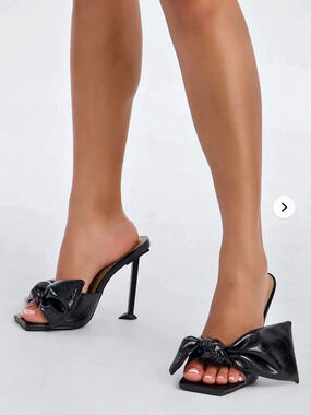 Fashion Nova Black Open Toe Meet Your Match Bow Heels Sandals Shoes